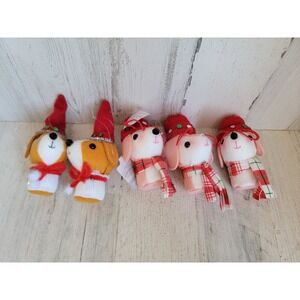 Wonder shop dog Santa Claus heart eye glasses puppy ornament Xmas set